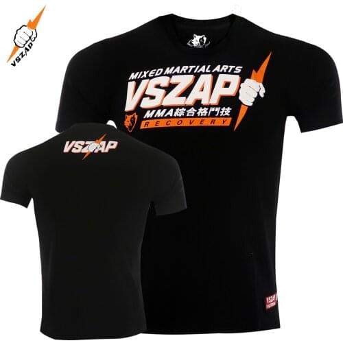 Vszap Comprehensive Fighting Skills MMA Short Sleeve T-shirt Mens Free Fight Thai Boxing Fitness pure cotton training