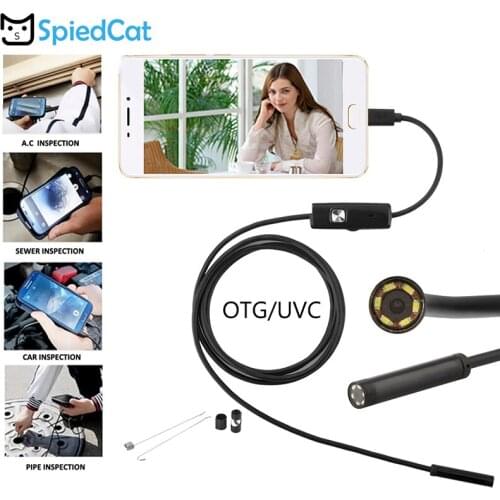 Android USB OTG 1M 2M 3.5M 5M Soft Cable Endoscope 7mm Mini Lens Snake Pipe Inspection Borescope Flexible MicroUSB Camera