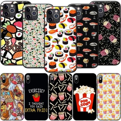 GX181 Popcorn Sushi French Fries Silicone Soft Case for iPhone 12 Mini 11 Pro XS Max XR X 8 7 6 6S Plus 5 5S SE 2020