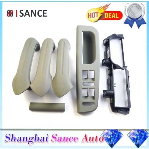ISANCE 6Pcs Gray Interior Door Handle Cover Grab Bezel Trim Bracket 1J1867179A 3B1867171E 3B0867175 For VW Jetta Golf Bora MK4