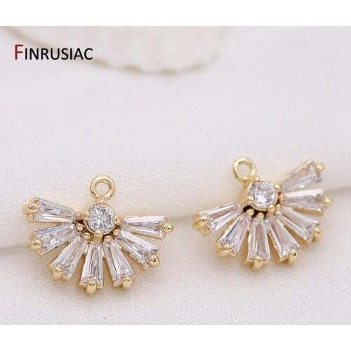 Korean Style Exquisite Earring Pendant Components For Jewelry Making DIY Craft, 14k Gold Plated Inlay Shiny Zircon Rhinestone