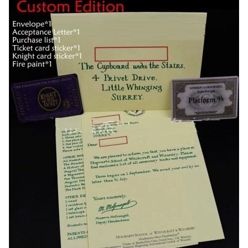 Harried Map The Marauders Map and Acceptance Letter and Platform 9 3/4 Ticket Hallows Necklace Wizard Movie Magic Tricks