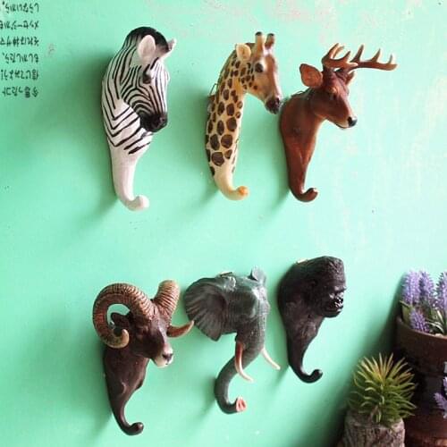 Creative Wall Three-Dimensional Deer Head Wall Hanging Decorative Hook Resin Crafts Wall Hat and Coat Hook