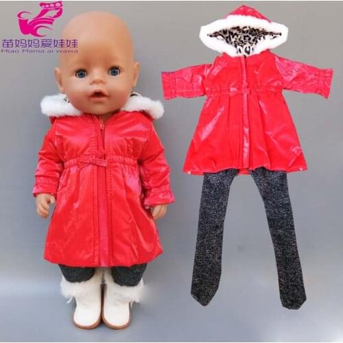 43cm new born Baby bona Doll clothes hooded long coat leggings 18 Inch American generation girl Doll jacket