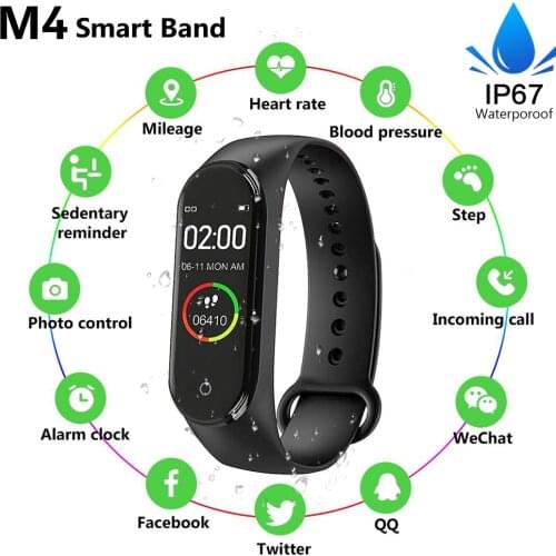 M4 Band Smart Watch IP67 Blood Pressure Fitness Tracker Monitor Smart Wristband Smartwatches Bracelet Wristband for Men Women