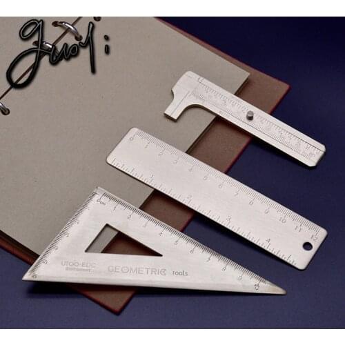Guoyi Z007 Copper ruler Triangle ruler Caliper protractor teaching pen drawing Measuring Learn office school stationery Supplies