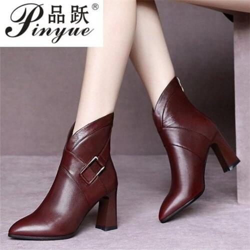 Fashion Pointed Toe High Heels Zip Ankle Boots For Women PU Leather Bootie Sexy Beauty Chelsea Boots