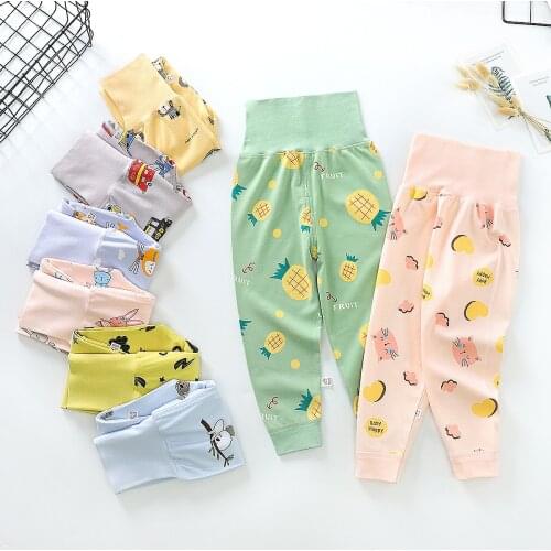 Cartoons Baby pants boys girl cotton high waist protection belly children toddler spring autumn newborn infant trousers