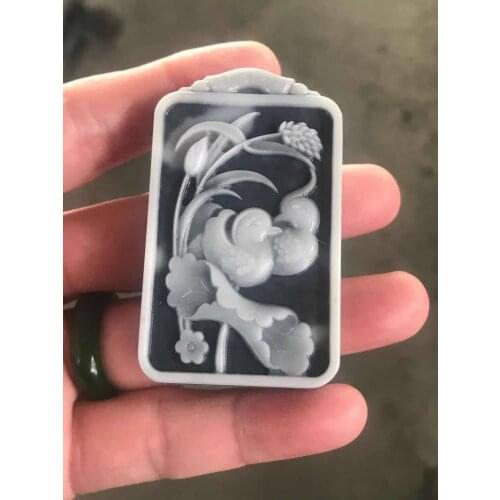 Natural tai ji jade A handcarved jade flower bird jade pendant for woman men jade necklaces jadeite jade jewelry