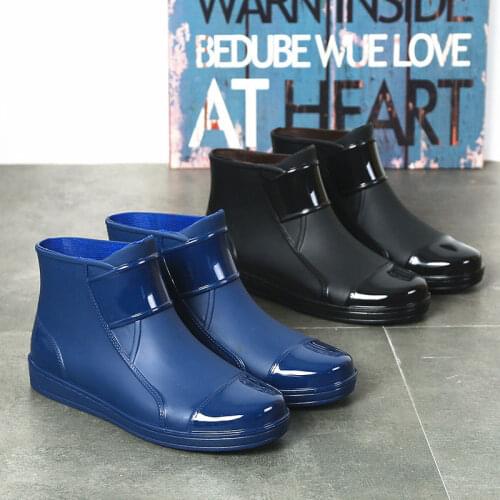 Rain Boots Mens Rubber Boots Woman Water-proof Rainboots Anti-skid Colorful Unisex Ankle Boots Light Water Boots Flat Heels