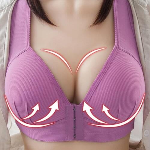 Soft Bra Front-Close Bralette Women Comfortable Breathable Underwear Pink Nude Color Vest Brassiere Size B C D Cup