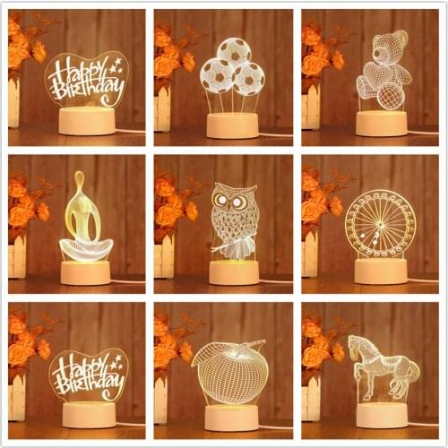 3D Table LED Night Lights Castle Yoga Moon Football Night Light ABS+Resin Multi-design Lamp for Children Kids Bedroom Decoration