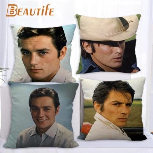 45X45cm Alain Delon Pillow Cover Square Zipper Cotton Linen Fabric Pillow Cases Bedroom Home Decorative Boys Girls Gift