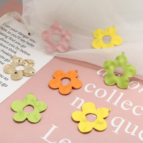 Newest 30pcs/lot color Rubber paint cartoon flowers shape alloy floral charms diy jewelry earring/garment accessory