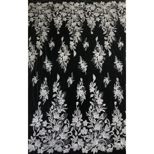 New Arrival Bridal Ivory Lace Farbic Dress Lace Elegant Heavy Beading And 3D Flower Sell By Yard