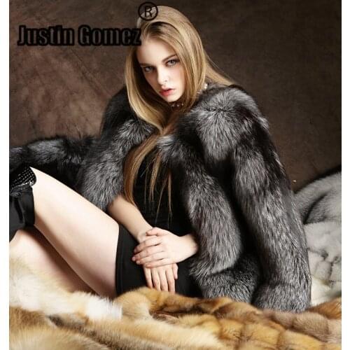 New Arrival Warm Temperament Trendy 100% Natural Real Silver Fox Fur Coat Thickened Graceful Ladies Streetwear Wnter Woman Coat