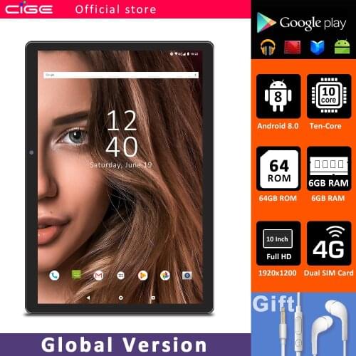 10" 4G LTE Network Tablet PC Android 8.0 Ten Core 1920x1200 6GB RAM 64GB ROM AI Speed-up Tablets PC Dual 2.4+5G Wifi Bluetooth