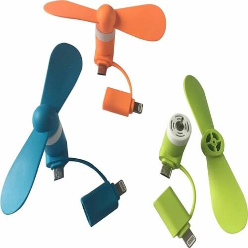 USB Quiet Fan Compatible with iPhone/Samsung/Android 2-in-1 Micro USB Portable Phone Fan with Fine Motor Compact Silent USB Fan