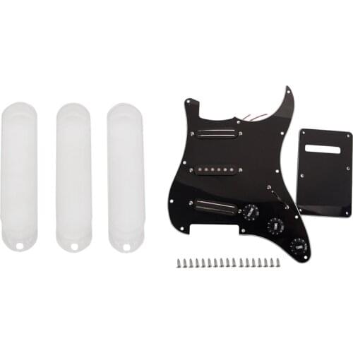 Transparent Closed Single Coil Pickup Covers & Black 3-Ply Sss Dual Rail Pickups Loaded Prewired Guitar Pickguards