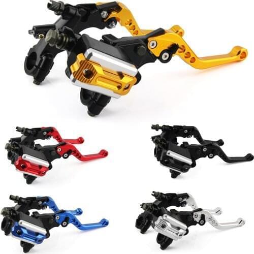 Racing 7/8" 22mm Sport Bike Adjustable Brake Clutch Lever with Hydraulic Master Cylinder Reservoir for Motorcycle Tuning