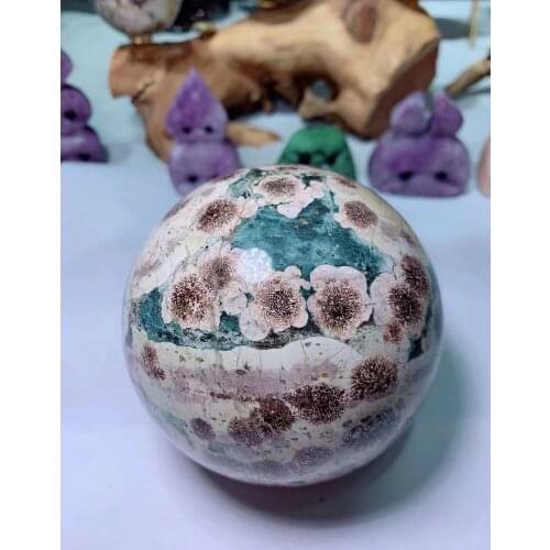 Natural cherry blossom crystal ball, home decor, feng shui healing ball