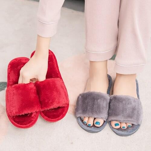 New Women Home Slippers Winter Warm Flip Flops Shoes Woman Slip On Flats Slides Female Comfortable Faux Fur Slippers