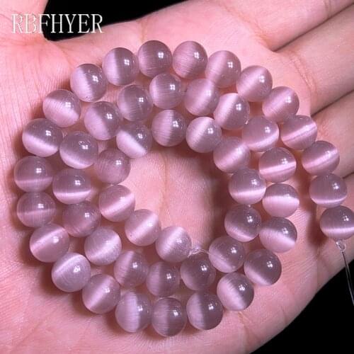 Light purple Cats Eye Stone Natural Opal Round Loose beads Wholesale DIY Charm bracelet necklace Jewelry making 15