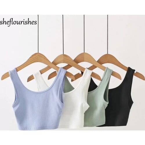 2021 Sexy tank top women ribbed tops sleeveless u neck criss cross top solid backless cropped top white summer vest clubwear