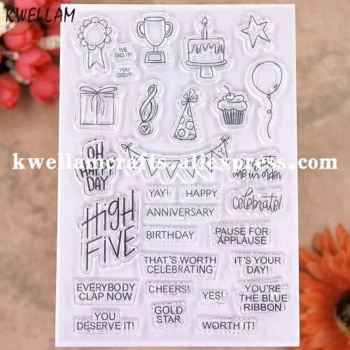 Cake Giftbox Balloons Anniversary Birthday Celebrate Scrapbook photo cards rubber stamp clear stamp transparent stamp 20102006