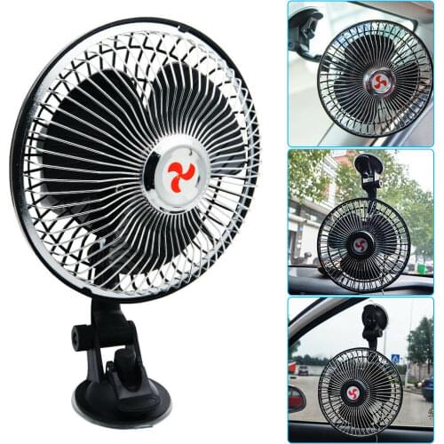 12V 6" 360 Rotation Car Auto Van Fan Oscillating Window Dashboard Mount Cooling Cooler