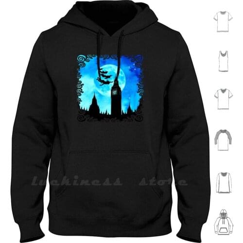 Magical Watercolor Night-Hoodies Long Sleeve Wendy Neverland Fantasy London Nursery Children Classic