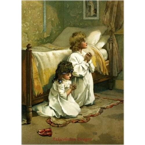 Embroidery Counted Cross Stitch Kits Needlework - Crafts 14 ct DMC Color DIY Arts Handmade Decor - Children Praying