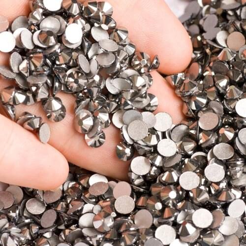 2058NoHF Jet Hematite SS16 Flatback Strass non Hotfix Rhinestones for dress decoration sticker applique