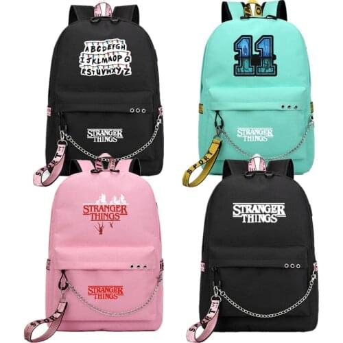 Teenage Schoolbag Stranger Things USB Backpack Canvas Bag Travel Bags Girl Mochila Notebook Bags Boys Eleven Cosplay Bag Fashion