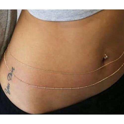 Sexy Double Layer Belly Chain Fashion Bikini Waist Link Necklaces Body Jewelry for Women Summer Accesspries