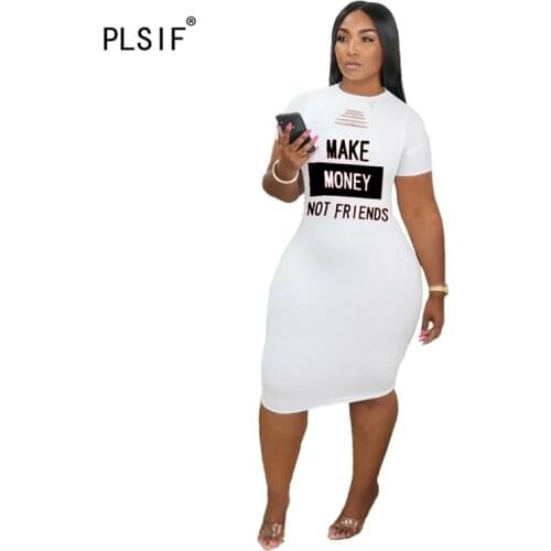 New fashion letter print women dress o neck summer short sleeve sexy knee length dresses lady vestidos