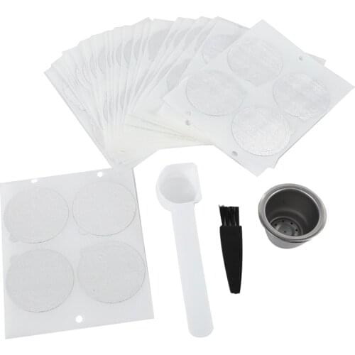 1 Pods 100 Seals Stainless Steel Refillable Nespresso Coffee Capsule Reusable for Nespresso Machine Espresso Coffee Maker Cup Fi