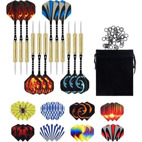 12PCS 20g Soft Tip Darts Set Kit Steel Darts Needle Flight Box Rod Leaf Shooting Dartboard Accessories Metal Head Copper Plated