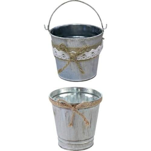 2 Metal Flower Pot Vase Vintage Iron Vase Flower Pot Outdoor Indoor Garden Decoration Flower Stand