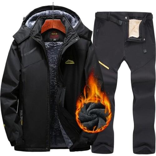 2020 New Winter Ski Suit For Men Snow Skiing and Snowboarding Sets Warm Waterproof Windproof Hiking Fleece Jacket+pants Suits