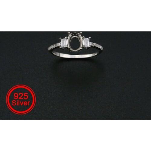 5x7MM Oval Prong Ring Settings Blank Rose Gold Plated Solid 925 Sterling Silver DIY Pave Shank Bezel Tray for Gemstone 1222037