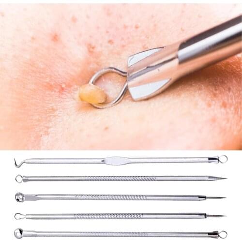 6Pcs/Set Blackhead Needle Anti-Slip Face Cleaning Stainless Steel Acne Removing Extractor Tools for Unisex