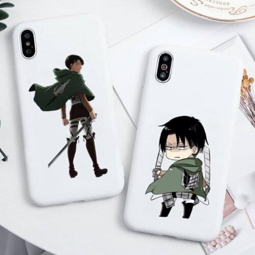Anime Attack On Titan Levi Ackerman Phone Case for iPhone 11 Pro Max X XR XS 8 7 6s Plus Candy white Silicone Cases
