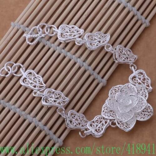 Free shipping silver plated bracelet, 925 jewelry silver plated fashion jewelry queen lagerstroemia /ehaamyha bicajzja AH285