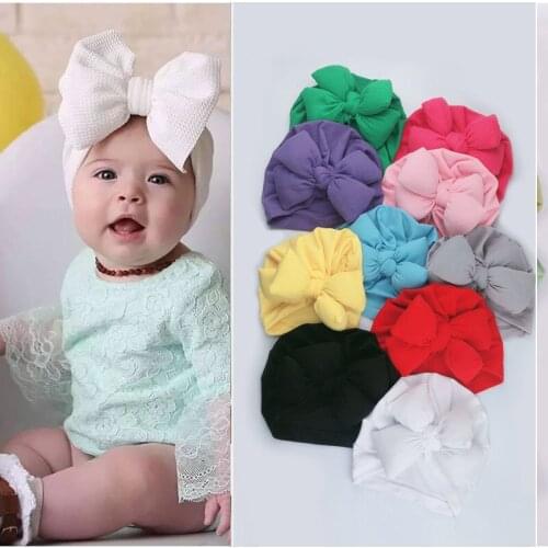 Bulk 20pc/lot Baby Hat for Girls Bows Turban Hat Infant Photography Props Cotton Kids Beanie Baby Cap Accessories Children Hats