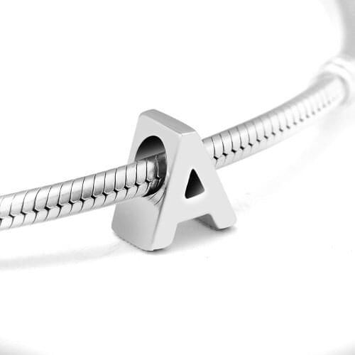 Alphabet Beads 100% 925 Silver Letter A Charm Fit Pandora Bracelet DIY Women Gift 02LE17A