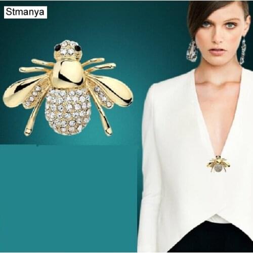 Retro Cute Bee Brooch Beetle stone brooch Pin Collar Cardigan Dress Female Jewelry Brooches For Wedding Gift 15052