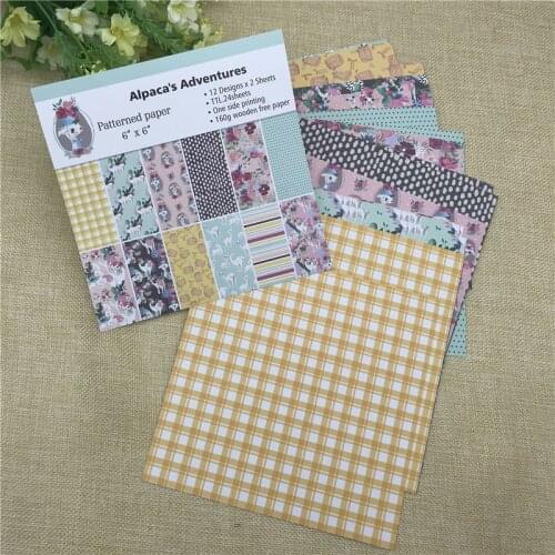 24 sheet 6"X6" AlpacaS Adventures patterned paper Scrapbooking paper pack handmade craft paper craft Background pad