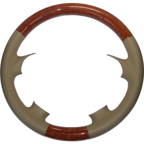 Beige Leather Light Brown Wood Steering Wheel Cover Decoration for Mercedes Benz 98-05 W163 ML M ML320 ML350 ML430 ML500 ML55