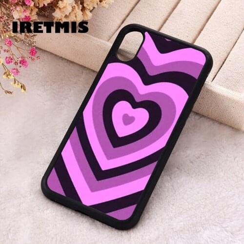 Iretmis 5 5S SE Phone Cover Cases for iPhone 6 6S 7 8 Plus X Xs Max XR 11 12 MINI Pro Rubber Silicone Purple Spooky Sweet Heart